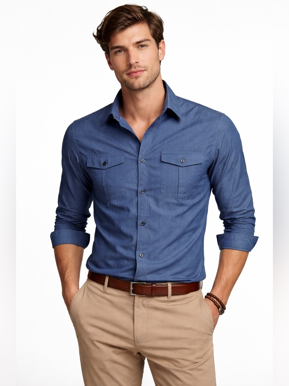 Express Blue Extra Slim Fit Cotton Button-Down Shirt